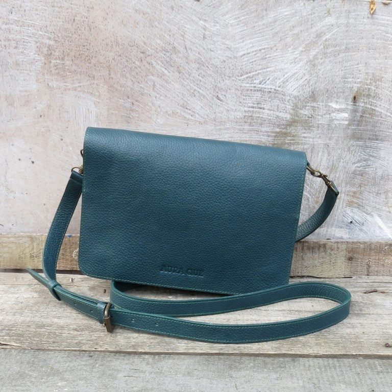 Bina Clutch Bag in Teal Leather - Huckleberry Willow